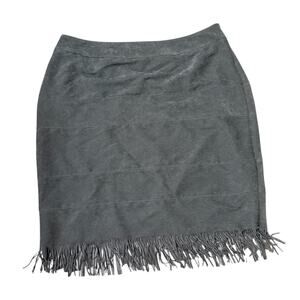 Black Short Women Skirt XL Fringe Bottom Suede Fabric Plus Western Grunge Style